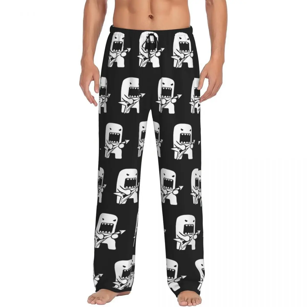 

Мужские пижамные штаны Domo Kun на заказ, одежда для сна с завязками и карманами для сна
