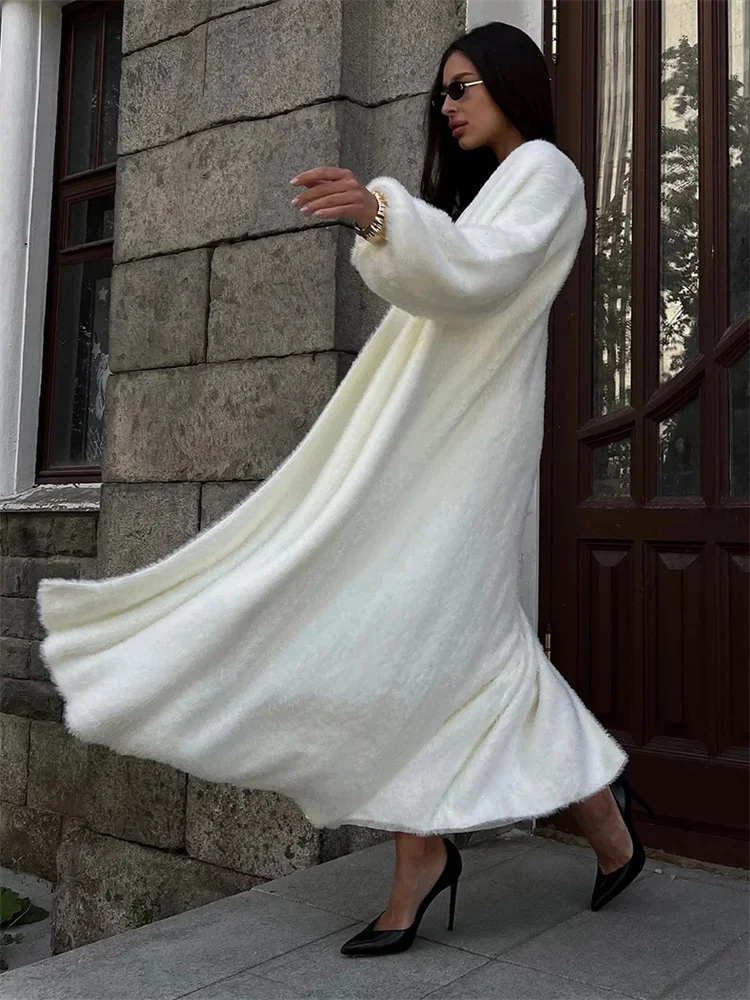

2025 Knitwear Sweater Cardigan Overcoat Female Loose Long Sleeve Solid V-Neck Patchwork Casual Outwear Women's Knit Cardigan