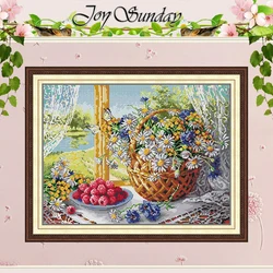 Summer Mornings Flowers Patterns Counted Cross Stitch Set DIY 11CT 14CT 16CT Stamped DMC Cross-stitch Kit Embroidery Needlework