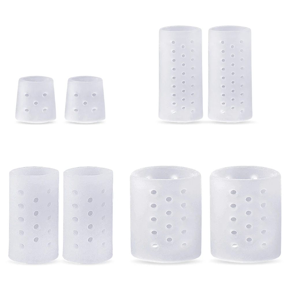 2個入り つま先プロテクター 伸縮性シリコン製つま先カバー 通気性つま先チューブ 外反母趾、魚の目、槌状指、水ぶくれ、角質除去用