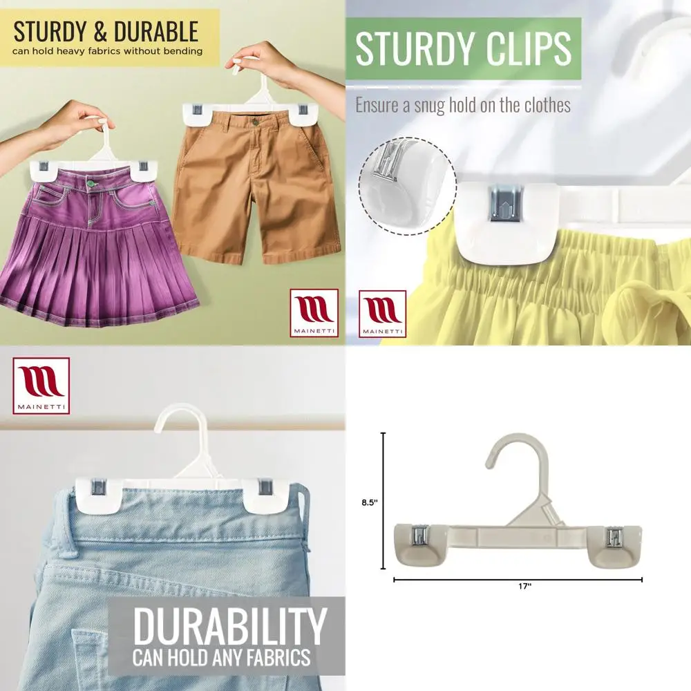 

Набор из 100 белых пластиковых вешалок длиной 8 дюймов, прочные, для брюк, юбок, слаксов и многого другого