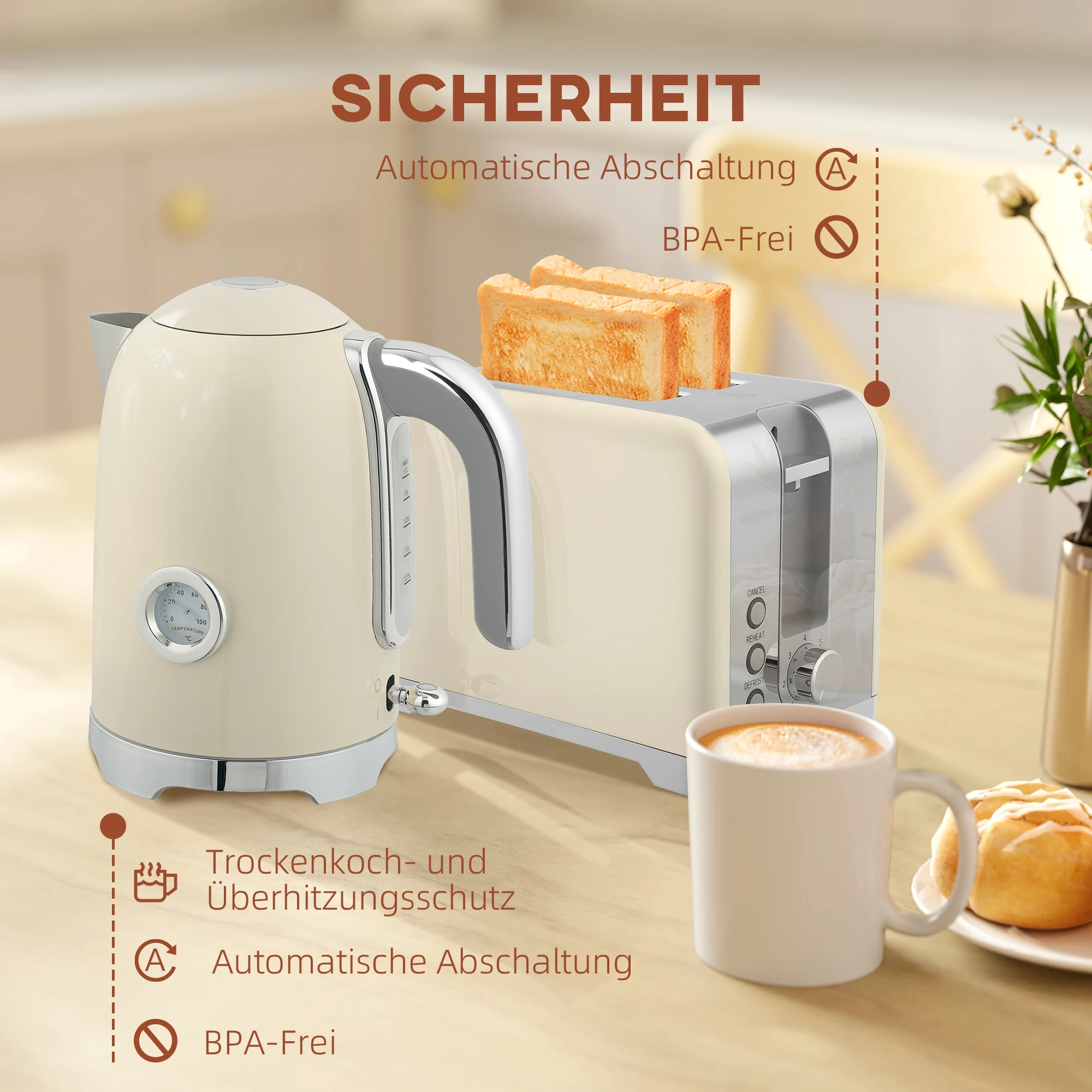 Picture 4: Together kettle and toaster, 2200 W, 2-slice toaster, 7 browning levels, multiple functions