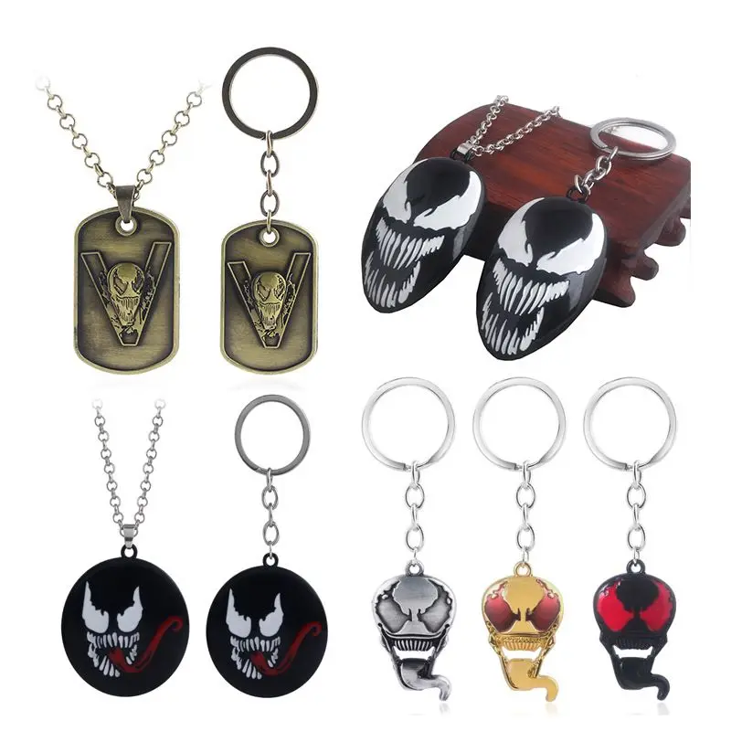 Marvel Deadly Guardian Venom Mask Necklace Pendant Personalized Keychain Creative Handsome Metal Pendant Accessory Holiday Gift