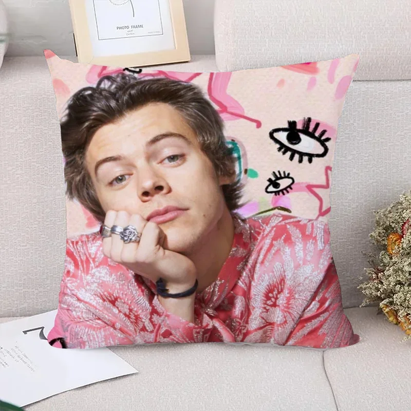 Pillow Cases Decorative Pillows Covers H-harry Styles Pillowcase Cushion Cover 45*45 Car Decoration Pillowcases 40x40 Fall Decor