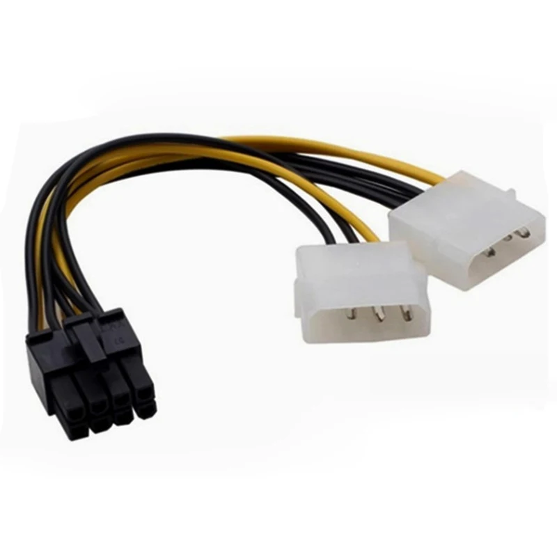 1PCS 8Pin Male To Dual 4Pin Male Video Card Power Cord 8 Pin PCI Express To Dual 4 Pin Molex Graphics Card Power Cable