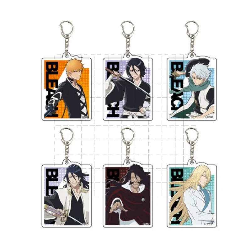 Game Kurosaki Ichigo Byakuya Kuchiki Rukia Hitsugaya Toushirou Keychain Doll Anime Acrylic Keyring Pendant for Gift