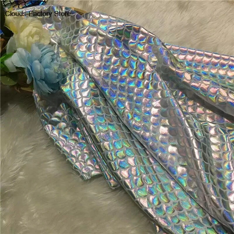 100cm*150cm Bronzing Decoration Mermaid Fabric DIY Stage Cosplay Costume Dance Shiny Stretchy Swimsuit Material