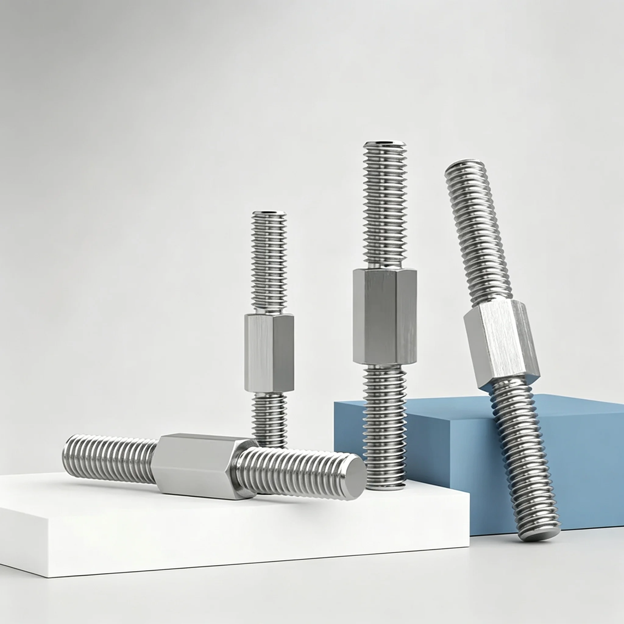 Outer Hexagon Tooth Double Thread Stud 304 Stainless Steel Positive Reverse Left Right Hand Thread Fixing Screw M3-M16