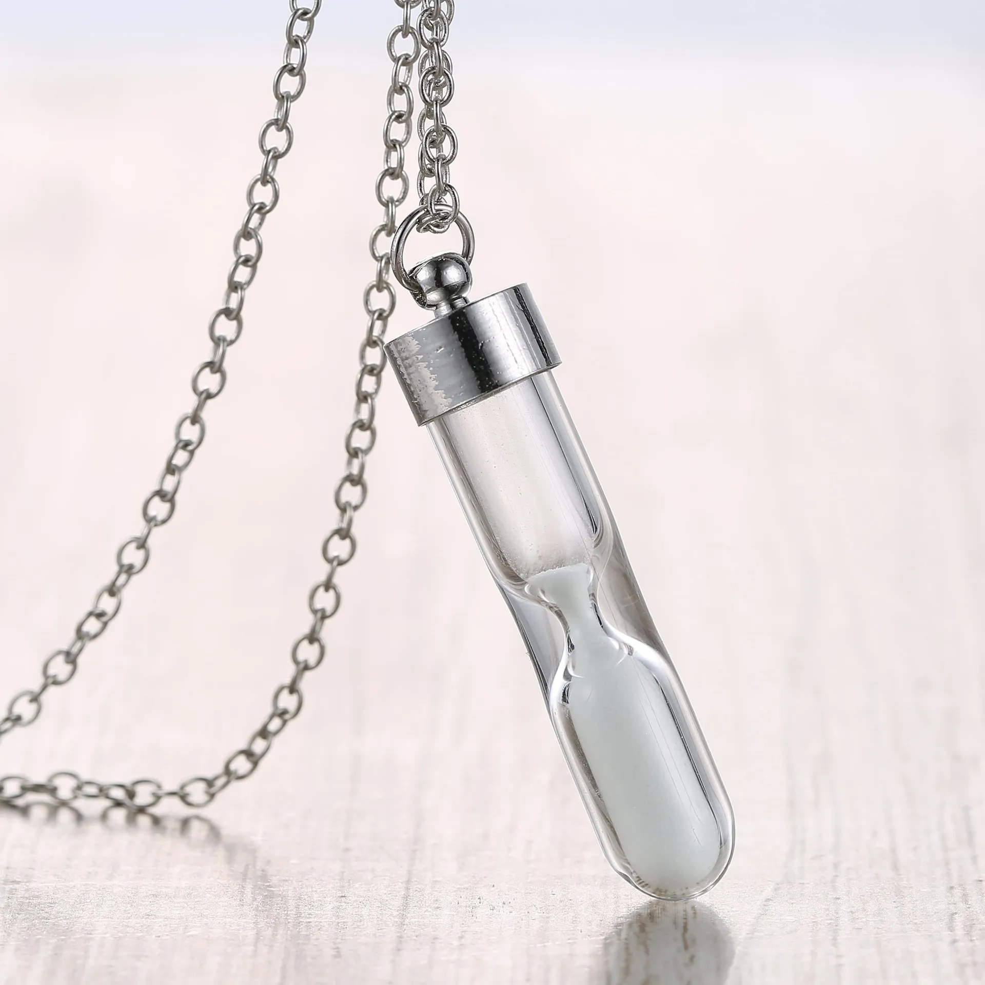 1PC  Hourglass Luminous Pendant Necklace Glowing in the Dark Hollow Luminous Pendant Necklace Jewelry Halloween Gifts