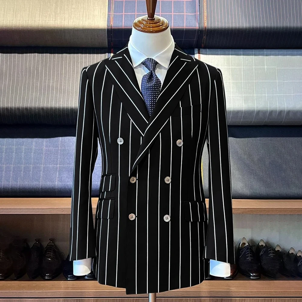 

Мужские костюмы по индивидуальному заказу, повседневные двубортные костюмы с пиковыми лацканами, приталенная цельная куртка, модная мужская одежда, костюм Homme