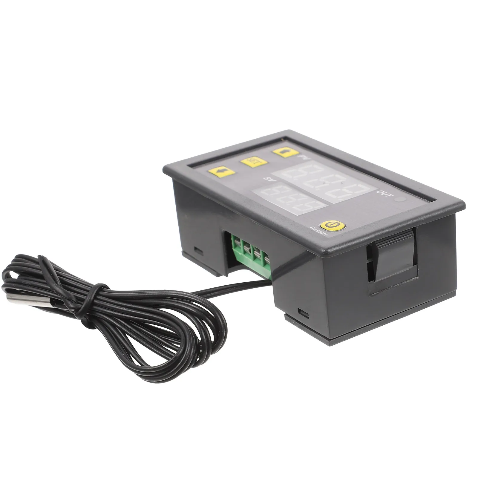 Controlador de temperatura digital de 12V, sensor impermeable negro para el hogar, oficina, tienda, termostato simple, instrumento de control de relé de 20A