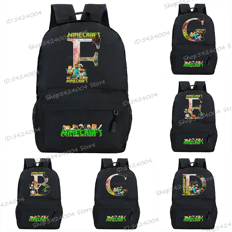 

Funny Game Film Minecraft Backpack for Boys Girls Fashion Student Hiking Travel Daypack Minecraft Alphabet Men Women Bagpack