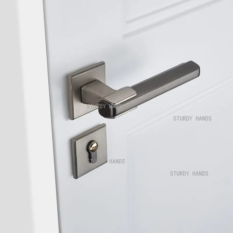 Aluminum alloy silent door lock, household light luxury indoor wooden door split door handle lockset