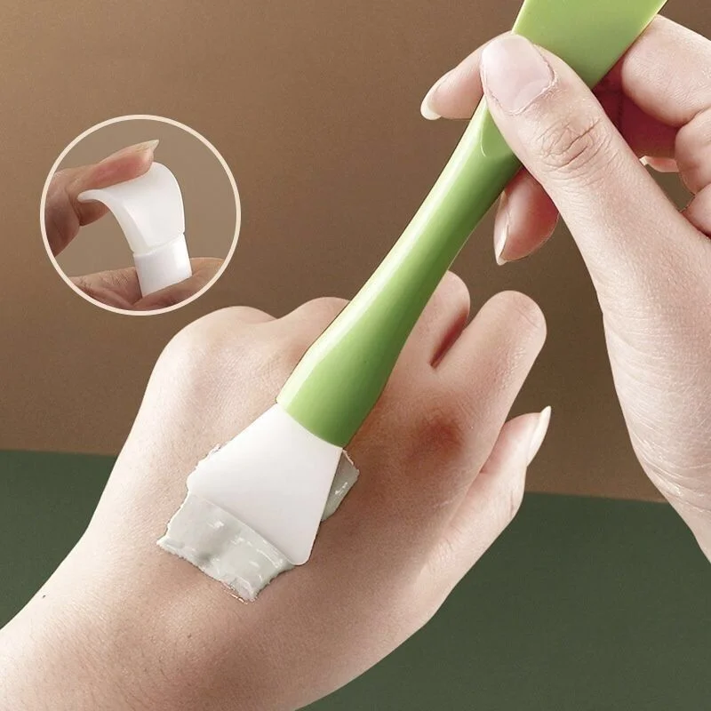 1 Uds. Cepillo de silicona para mascarilla Facial, cabezal suave con raspador, cepillo de película de barro integrado de doble uso, herramienta de belleza de ajuste de película DIY