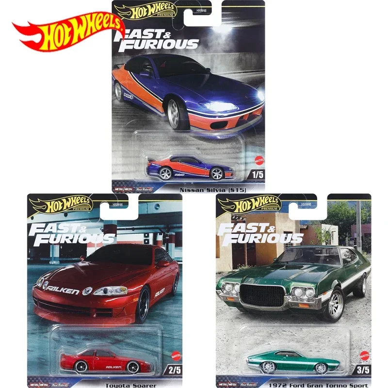 Original Hot Wheels Premium Car Fast & Furious Boys Toys 1/64 Diecast Nissan Silver Ford Mustang Gran Torino BMW M3 Toyota Gift