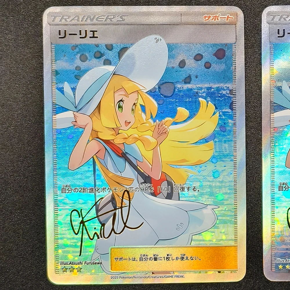 

PTCG Pocket TCG Collection Card New Design Cartoon Lillie Signature Card Refractive Color Flash Textured Child Gifts Toy