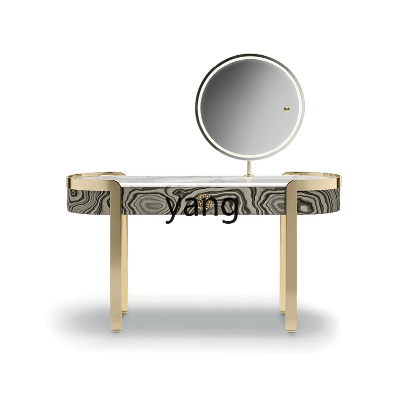 

Yjq Simple Modern Dressing Table Small Apartment Storage Cabinet Stainless Steel Household Marble Makeup Table