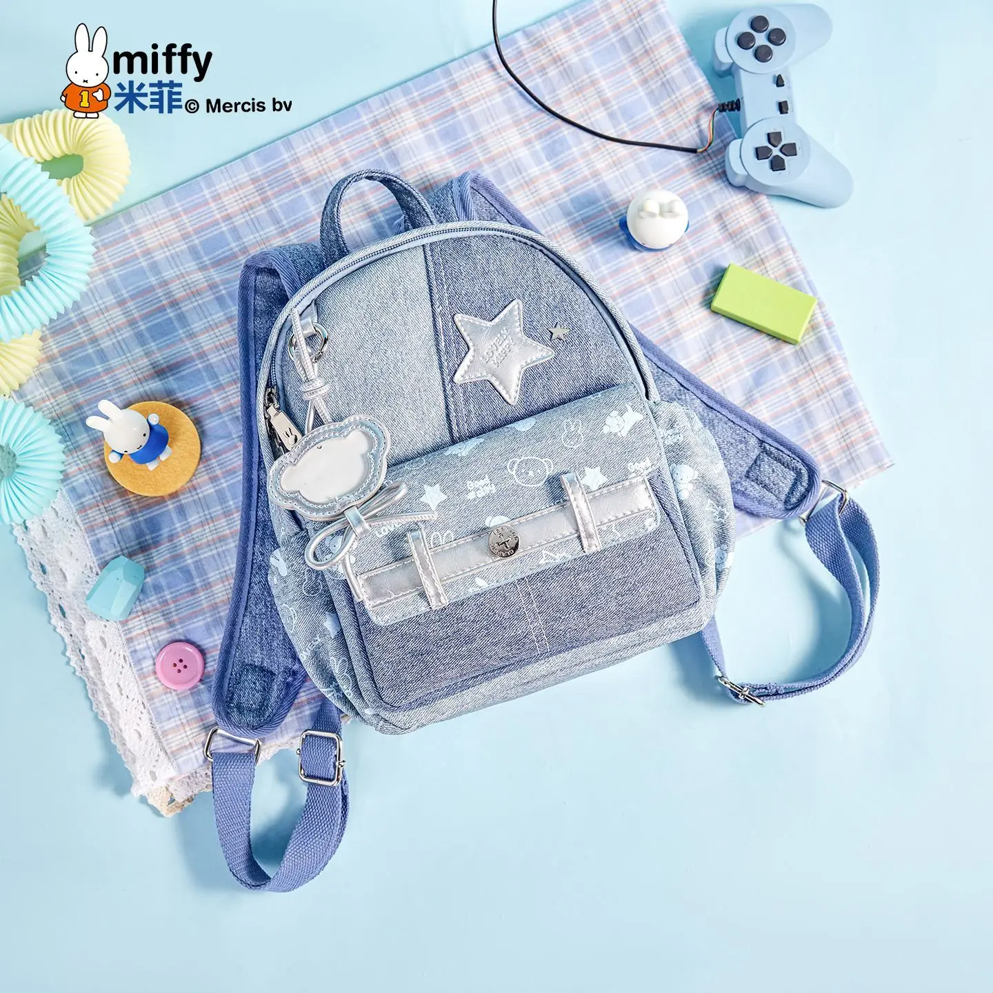 

Miffy's New Backpack Kawaii Miffy Cartoon Student Printed Backpack Y2K Stars Retro and Playful Minimalist Backpack