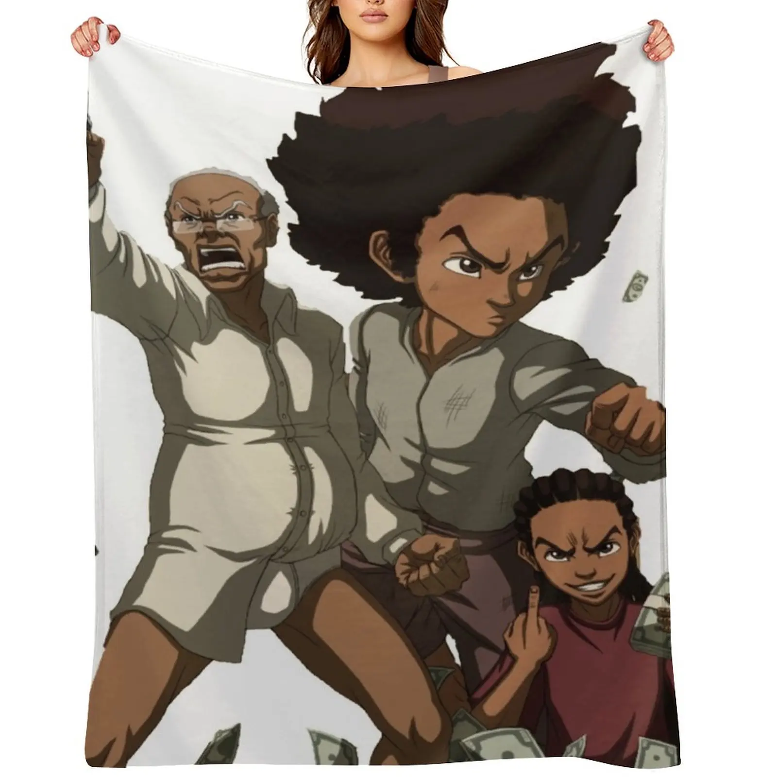 The Boondocks Huey Throw Blanket Bed covers Soft Plush Plaid blankets ands Fashion Sofas Blankets