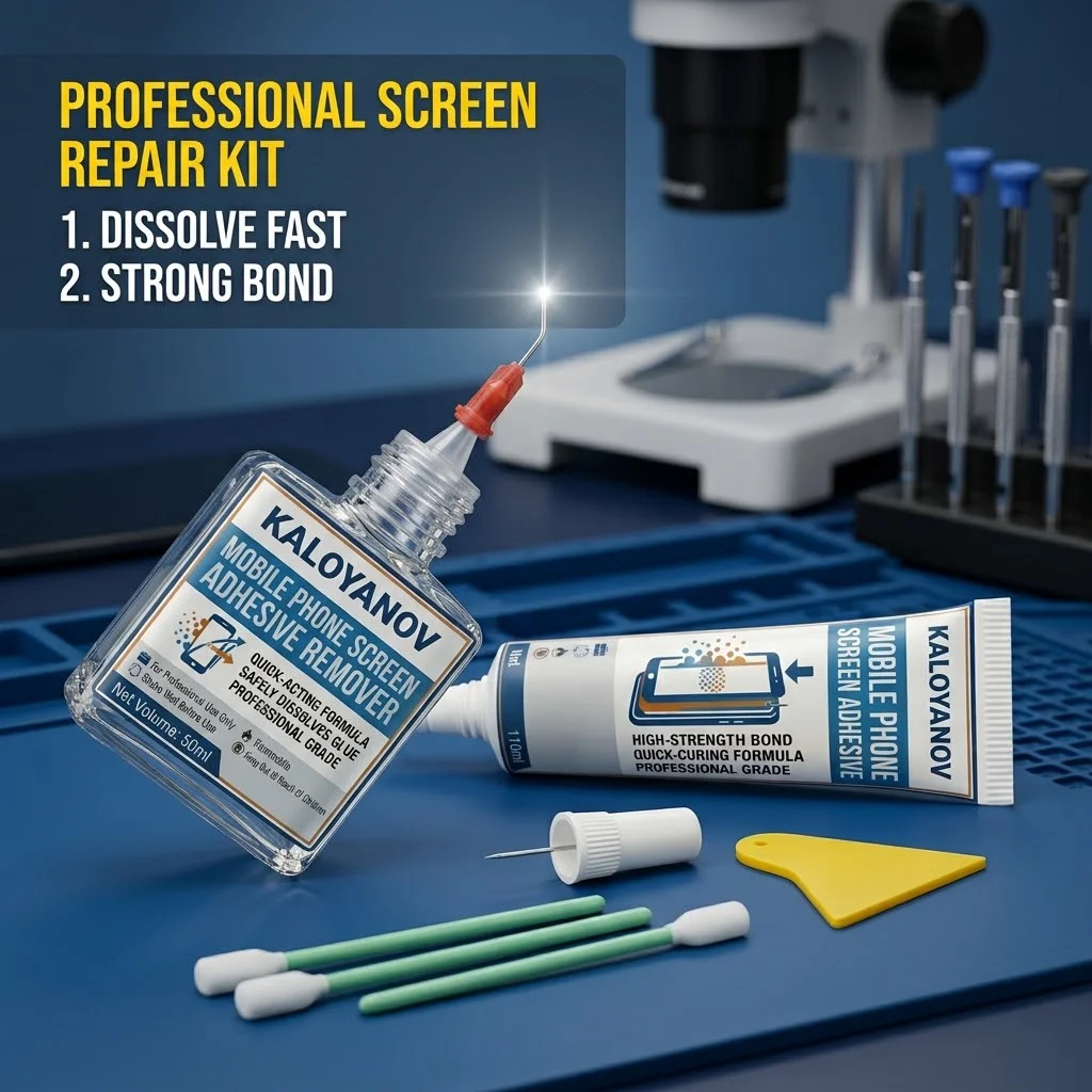 LCD Screen Separating Repair Kit Glue Remover Adhesive Triangle Pry Tool Curved Needle Cotton Swabs for Phone Repair Tools