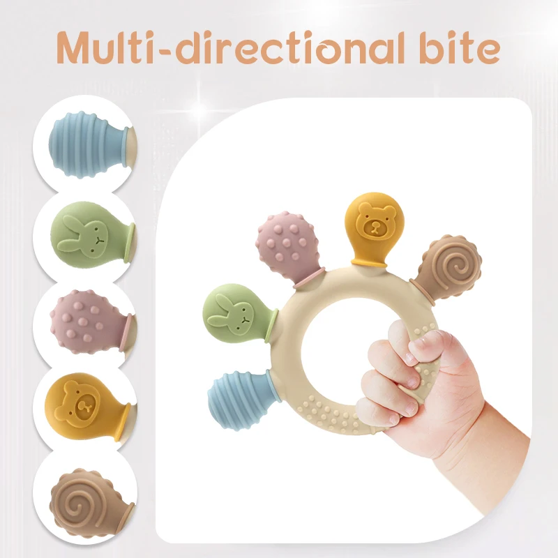 Multicolor Silicone Teething Ring for Babies 2