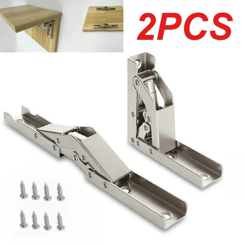 2PCS 6in 180° Stainless Steel Foldable Hinge Cabinet Door Countertop Support Hardware Flip-up Door Simple Installation