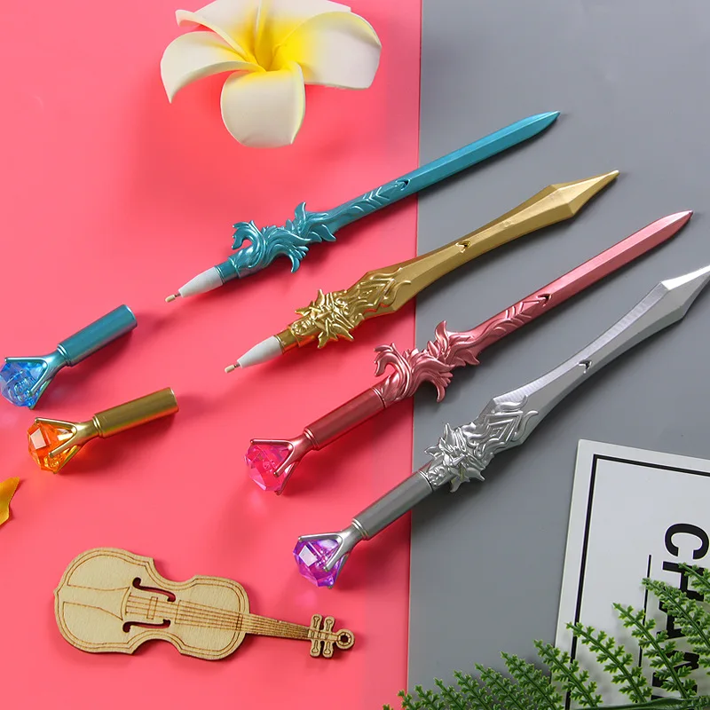 Creative Diamond Sword Gel Pen Cartoon Sword Shape Water Pen Student Stationery Office Supplies Signature Pen Pretty Stationery