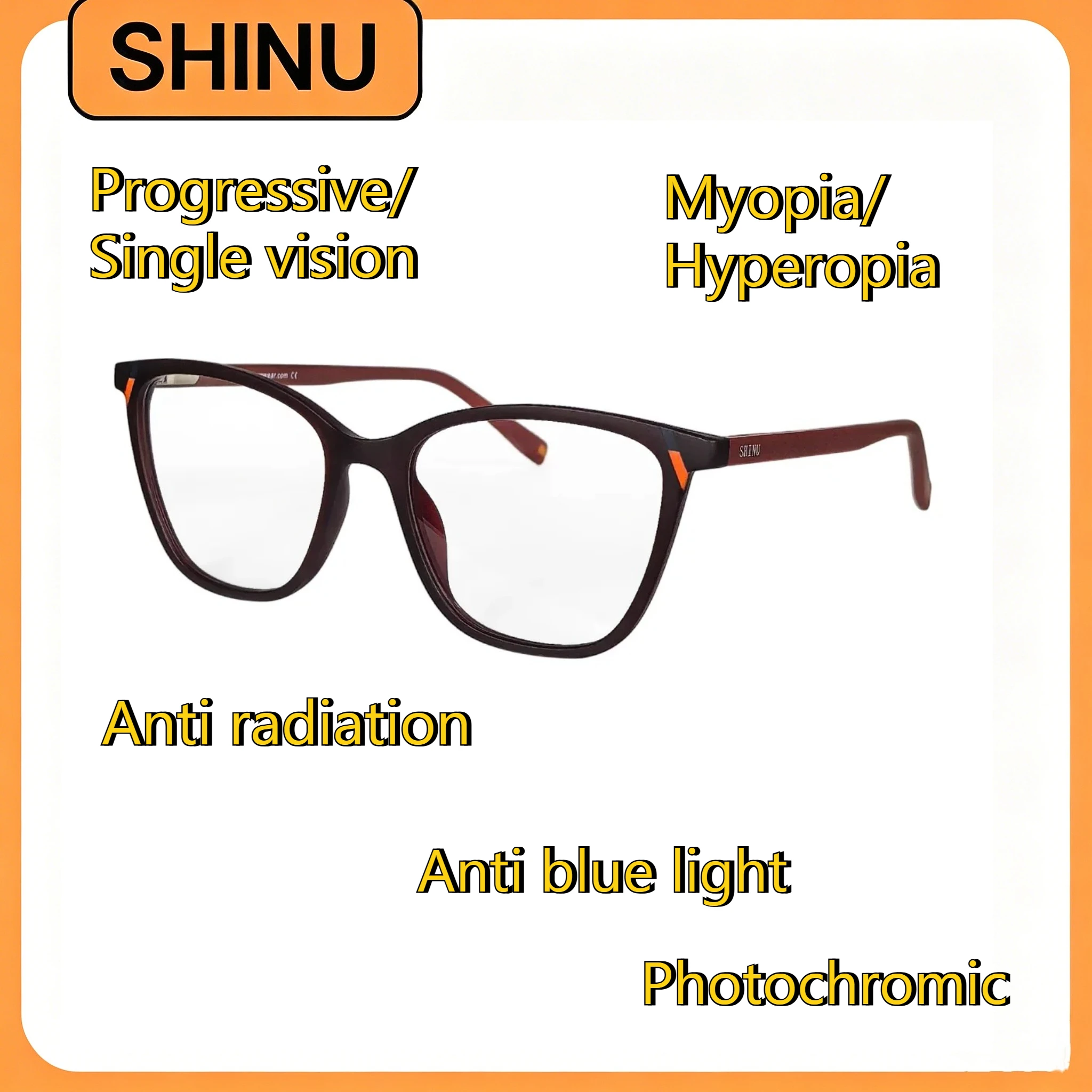 Women'S Fashion Glasses With Clear Lenses - SHINU Women Fashion Frame Custom Prescription