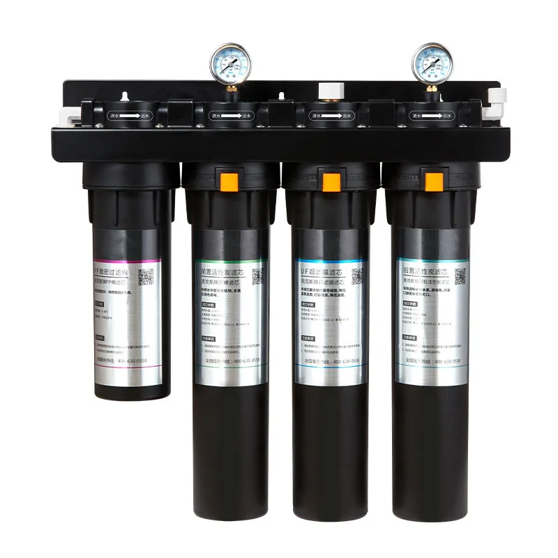 Commercial UF 4-Stage Water Purifier Removable PP Filter 1200 GPD Manual Tankless Energy-Saving Whole Kitchen Filtration for