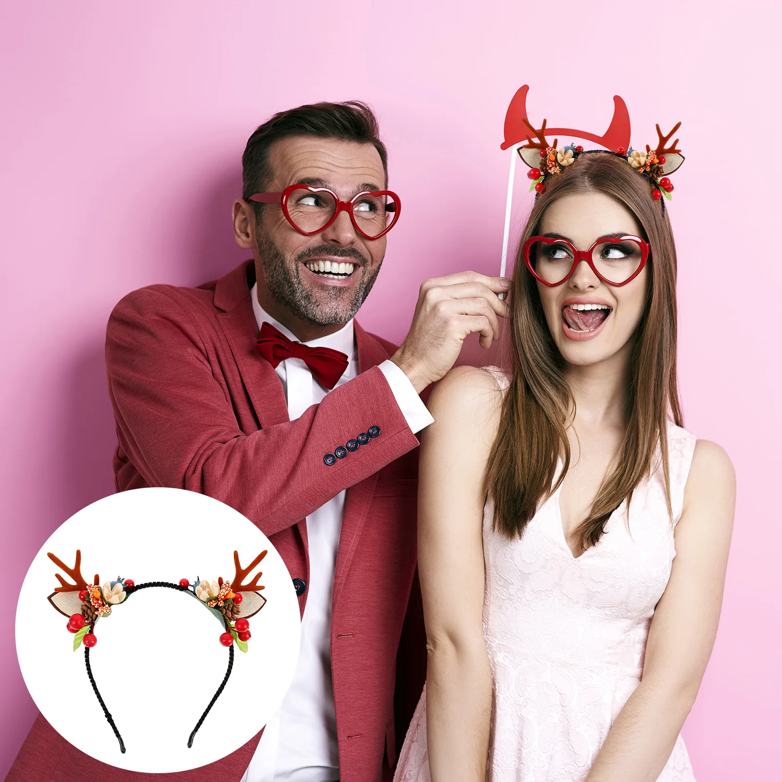 

Antler Headband Deer Reindeer Headbands Christmas Antlers Hair Hoops Festive Girl Miss
