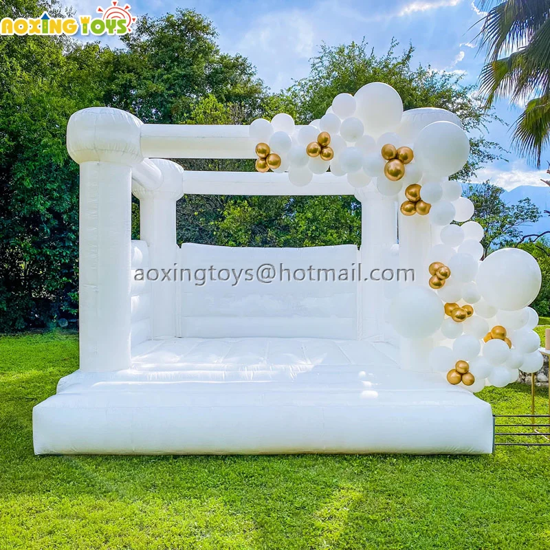 Château gonflable en PVC blanc, maison de saut pour fête d'anniversaire de mariage pour enfants adultes avec souffleur d'air à ballon