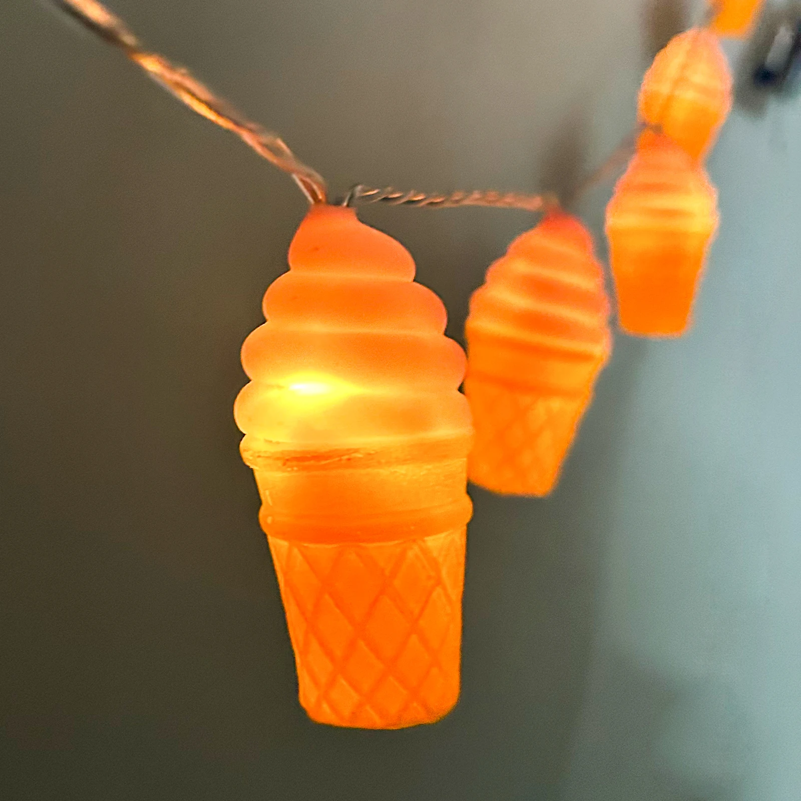1 sztuka 10 LED różowe lody girlanda żarówkowa LED lampki lampa wisząca do restauracji kawiarnie bary przyjęcia urodzinowe dekoracja