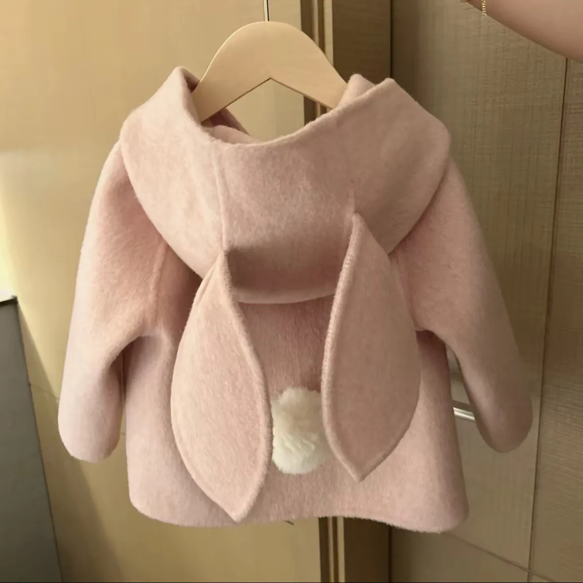 الخريف والشتاء الفتيات لطيف مقنعين معطف الصوف أزياء النسخة الكورية الجديدة معطف سميك للأطفال #5