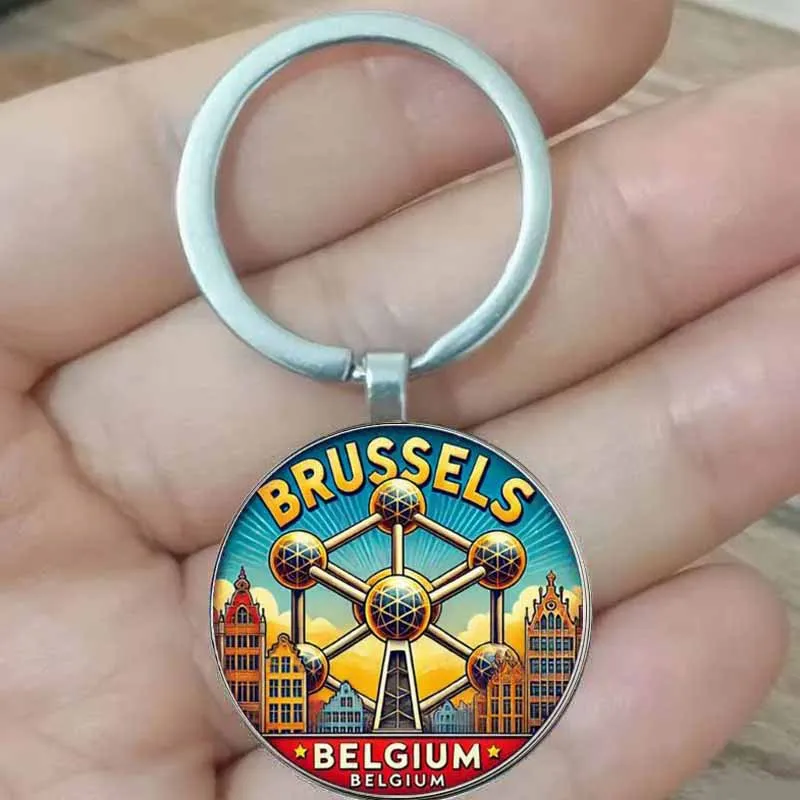 Vintage Brussels Keychain - The perfect choice for mini city scenery and logo design, birthdays, anniversaries, travel, and comm