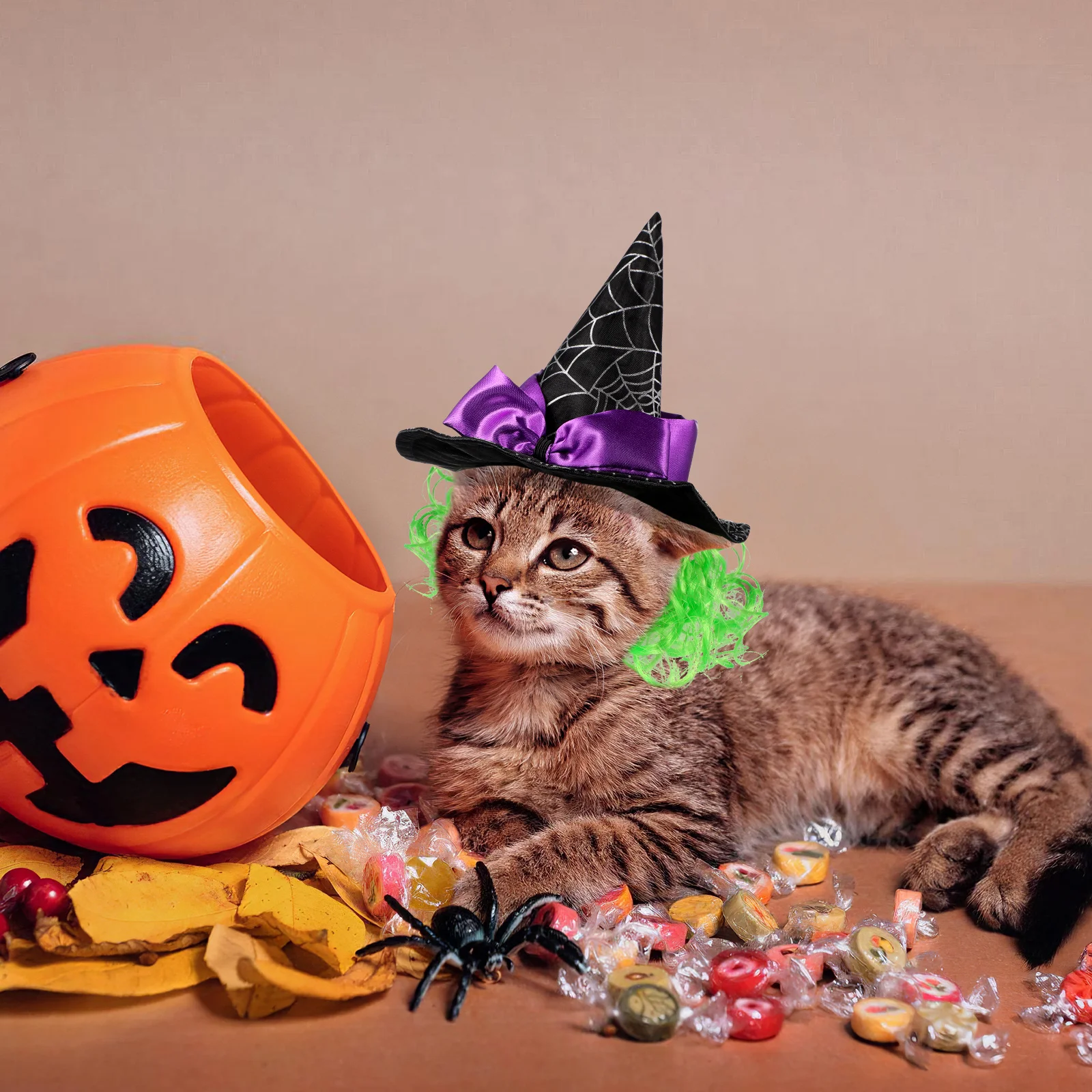 

BUGUUYO Pet Halloween Costume Hat for Dogs Cats Witches Theme Sunscreen Puppy Accessory Black Cosplay Decor for Women