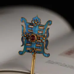 Classic Cloisonne Enamel Exquisite tiara Vintage Court Style Ancient Gold Craft Hair Jewelry for Women Hanfu Accessories