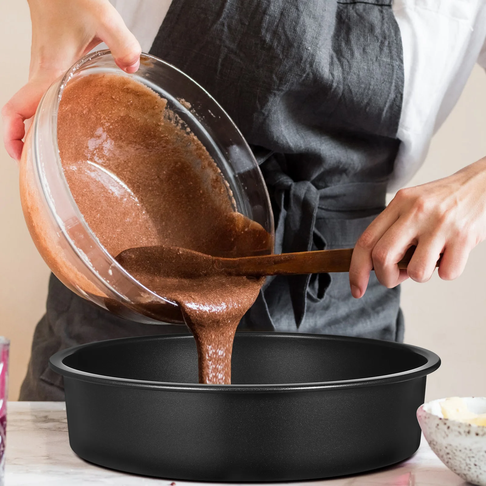 

3pcs Nonstick Cake Molds Baking Pan Set for Cheesecake Chiffon Desserts Deep Design Oven Safe Round Tube Pans