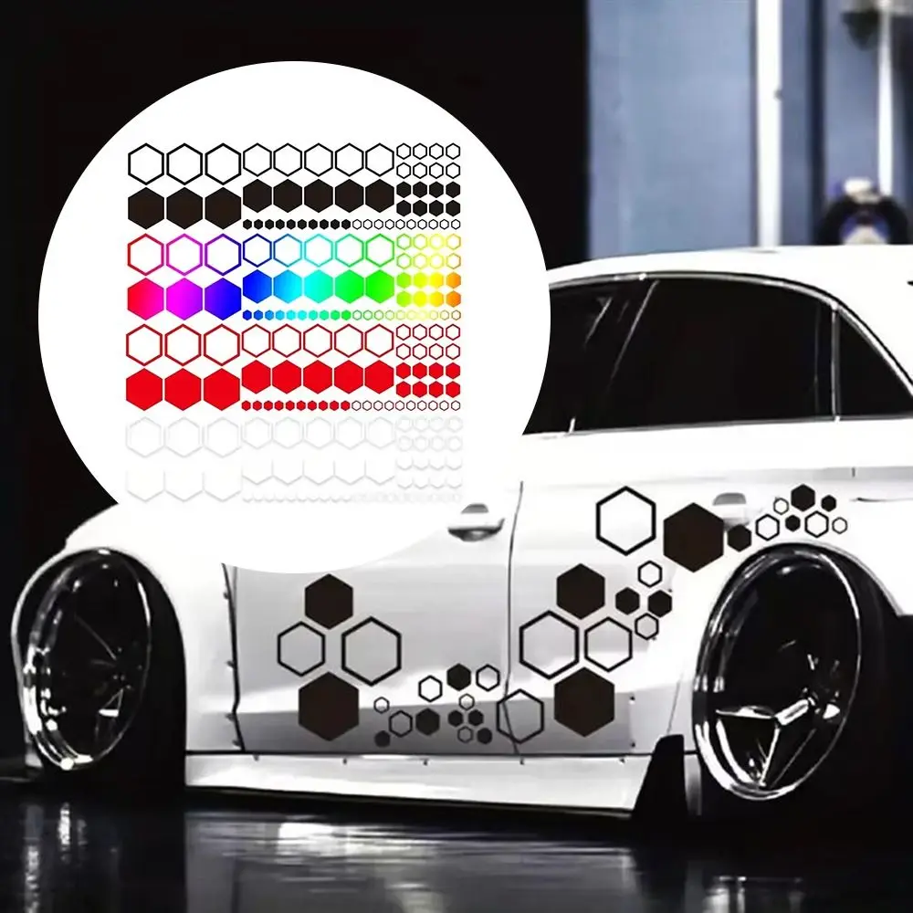 Waterproof Car Modification Car Decals Trims DIY Universal Vinyl Hexagon Honeycomb Decals Auto Body Tuning Stickers