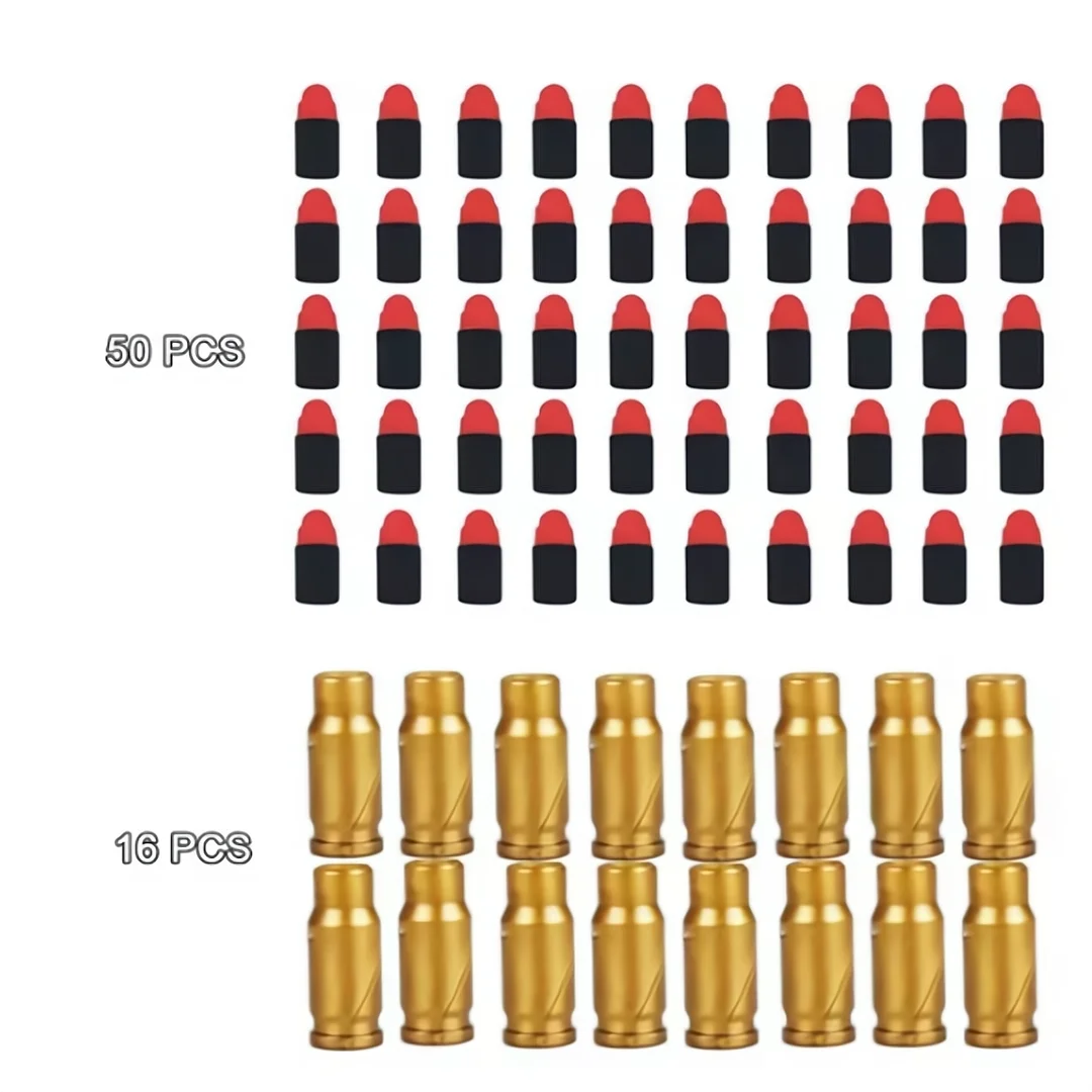 

50PCS Soft Foam Bullets & 16 Shells For Glock Toy Guns Colt Desert Eagle Pistol Bullet Safe Toys