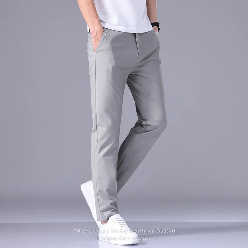 Hochwertige Sommer-Dünne Hochelastische Freizeithose Business Koreanische Atmungsaktive Schnelltrocknende Gerade Polyamidfaser-Hose für Herren – Detail 8