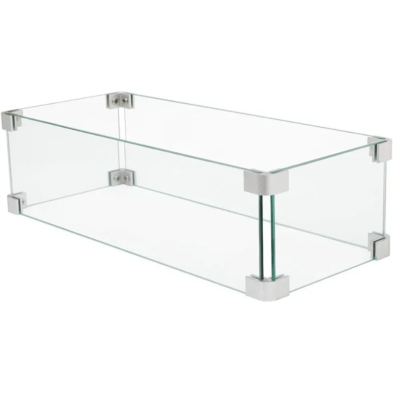 

Прямоугольная стеклянная ветрозащита, закаленное стекло 32x10x5,5 дюймов для наружного костра, патио, лужайки и сада›Наружное отопление