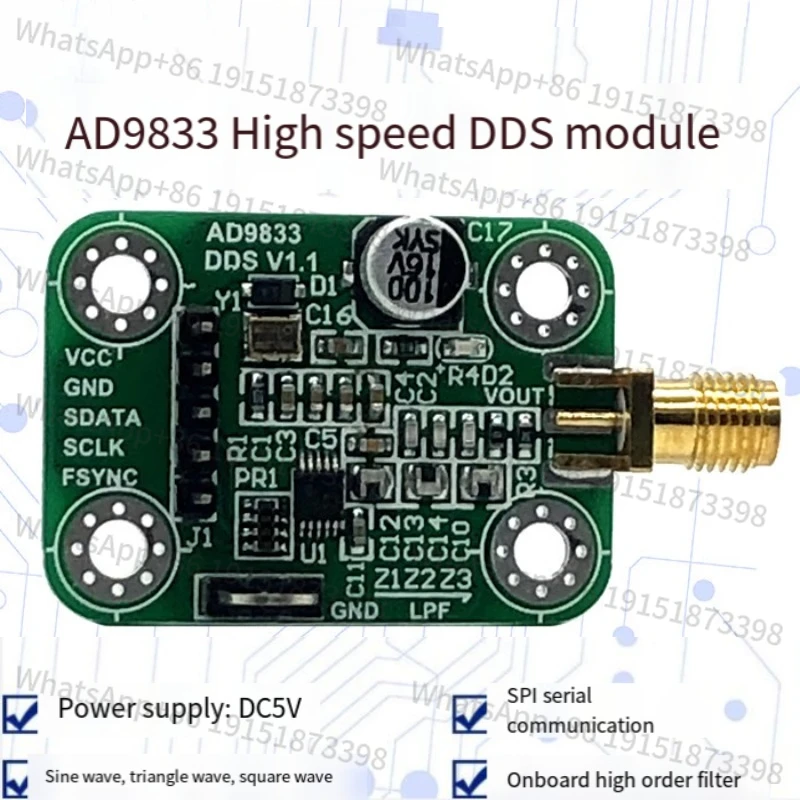 AD9833 High Speed DDS Module , Sine/Square/Triangle Signal Generator