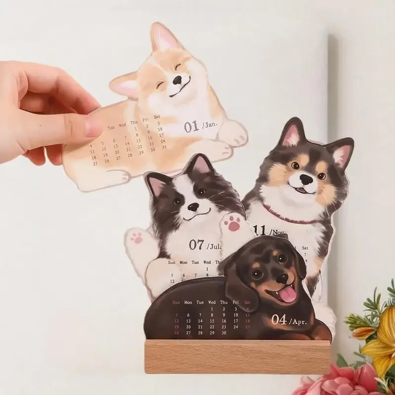 2026 bonito gato cão série mesa calendário planejador agenda anual organizador notas de memorando para escritório em casa escola agendador diário