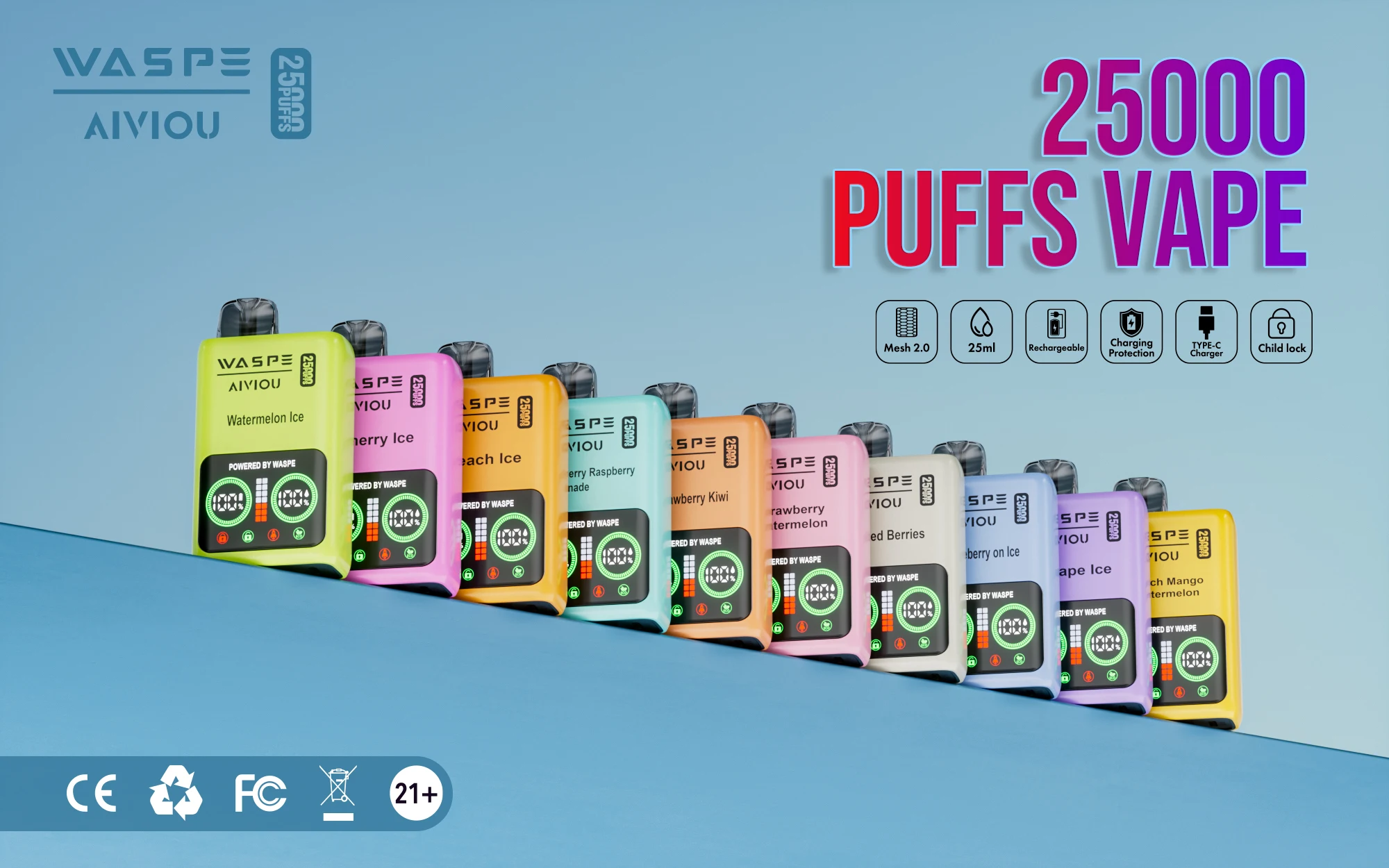 15000 puffs electronic MultiFlavor 18000Puffs %5 Rechargeable Smoke 80W Box Mod Electronic Cigarettes Kit Vape Pen  Vaporizer Va