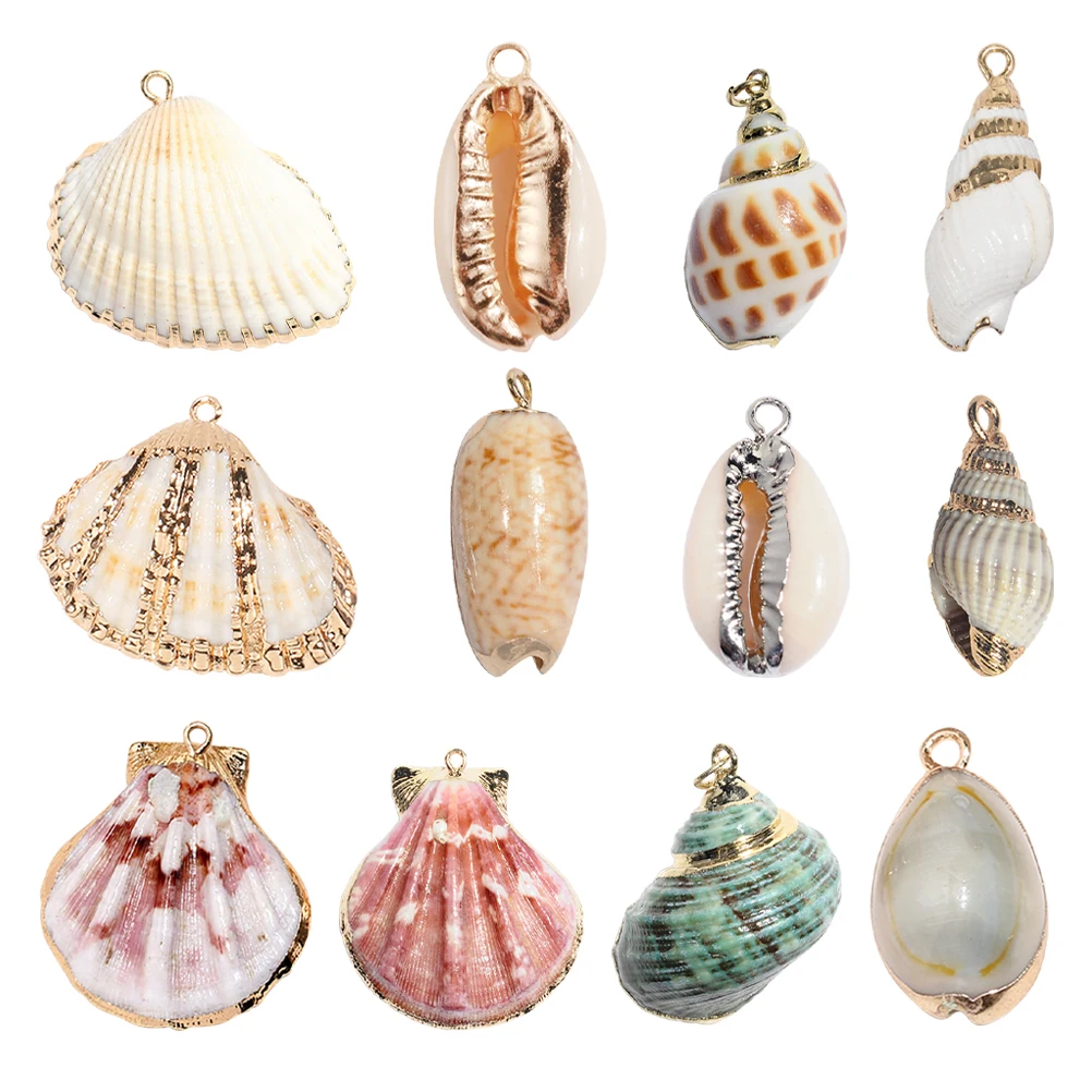

12pcs Shell Jewelry Accessories Durable Lightweight Pendant Necklace Parts Craft Supplies Sea Shells Decorations