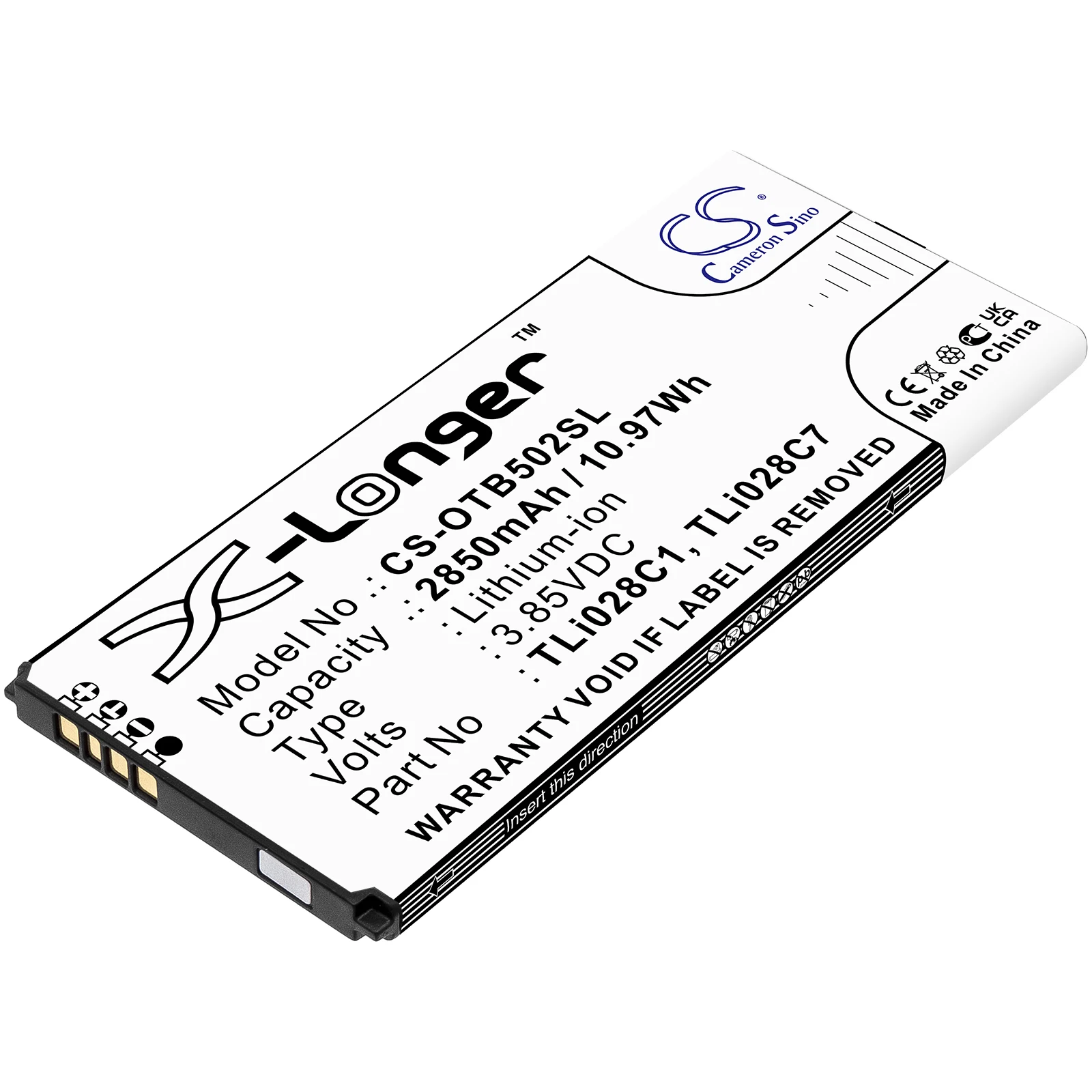 

Li-ion Mobile, SmartPhone Battery for Alcatel, 3.85V, 2850mAh, Compatible Models: 1B 2020, OT-5002A, OT-5002D