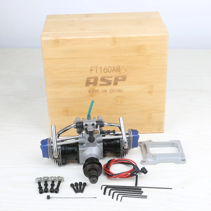 ASP FT160AR 12.8cc Twin 4-Stroke Glow Engine, Dual Cylinder for Scale RC Aircraft