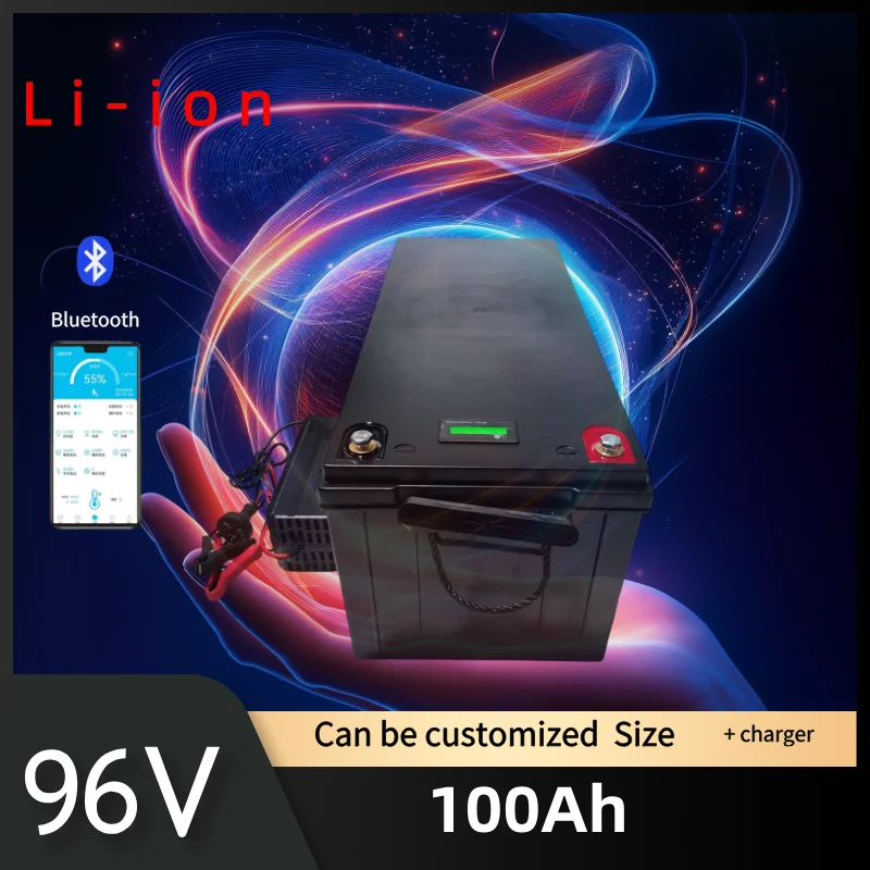 waterproof 96v 100Ah lithium ion Rechargeable battery li ion for Excavatorvehicle RV AGV Forklift boat inverter + 10A Charger