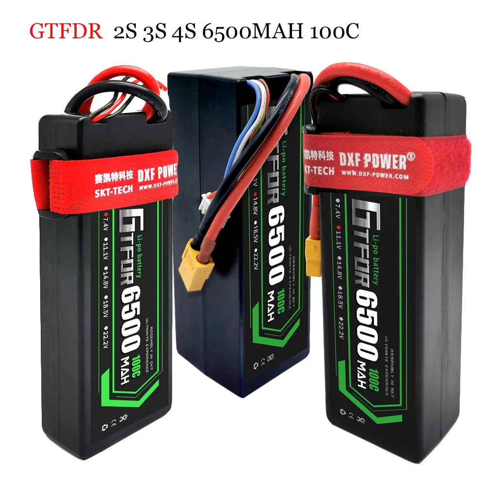 

GTFDR 3S Lipo 2S 4S Battery 14.8V 11.1V 7.4V 6500mAh 100C Battery Racing Series HardCase for RC Helicopter Car Boat Truck Buggy