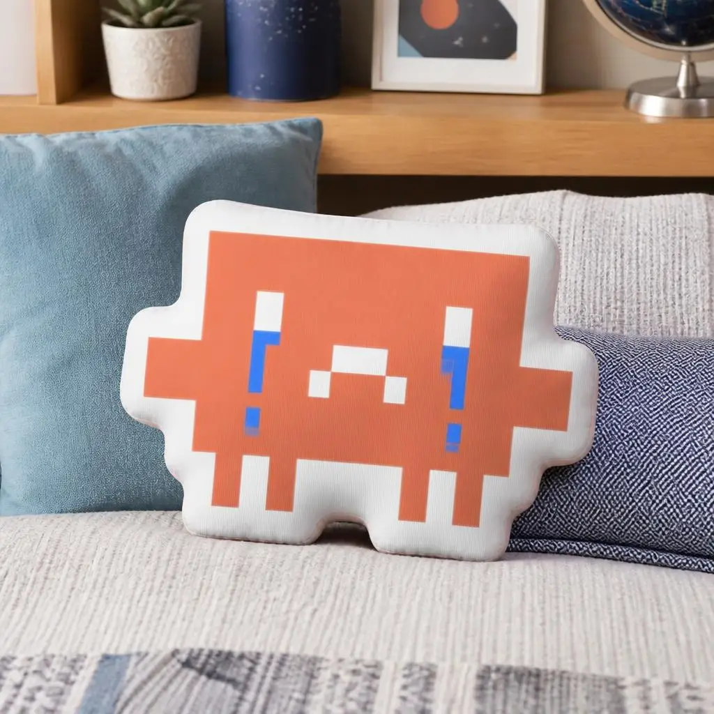 Pixel Art Claude Code Shaped Throw Pillow Stuffed Cushion Retro Game Room Decor Cute Sofa Accent Gift for Bedroom Living Room